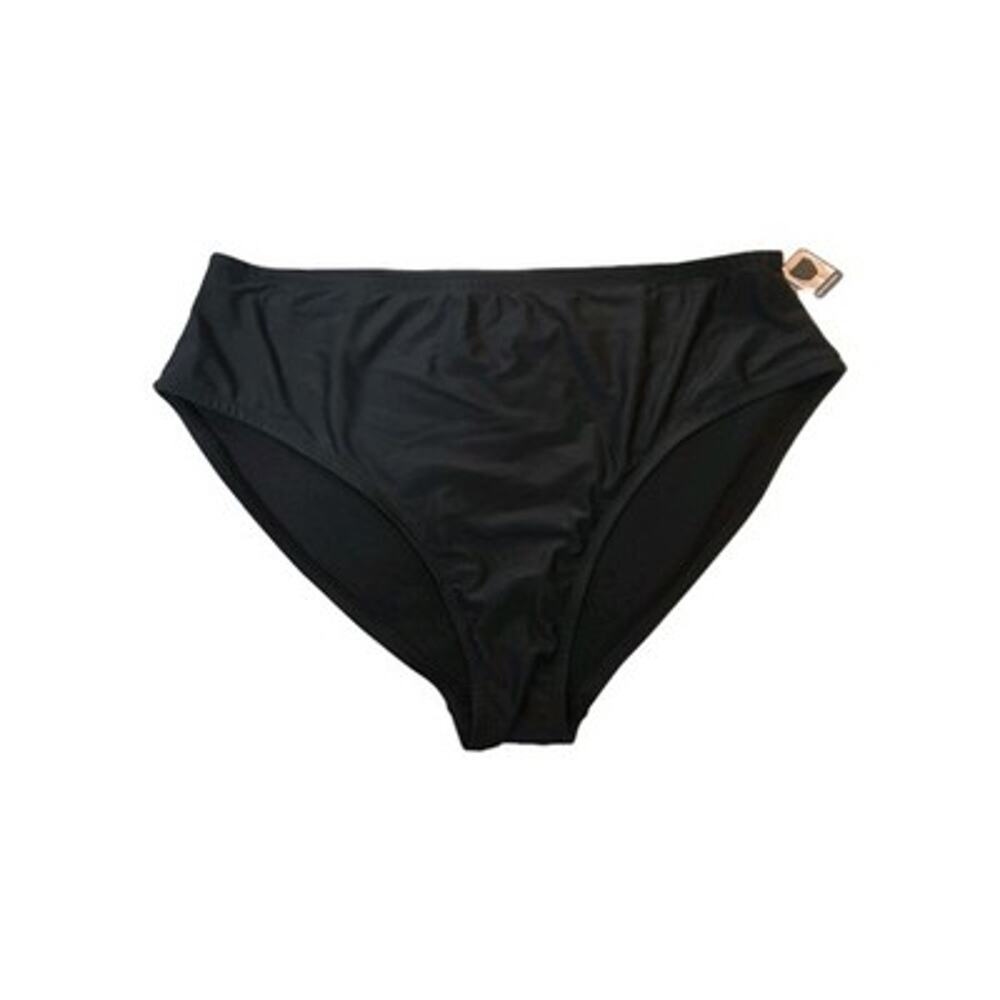 Time and Tru Womens SZ 1X 16W-18W Rich Black Bathing High Waist Bikini Bottom